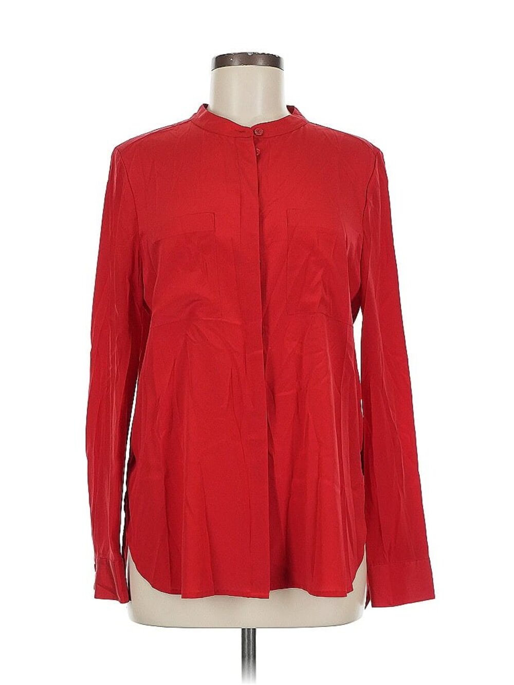 Dkny Long Sleeve Silk Top DKNY Color RED Size M VEUC